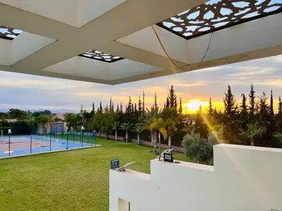 a view from the roof of a house with a pool at Hala Luxury Domain in Marrakech