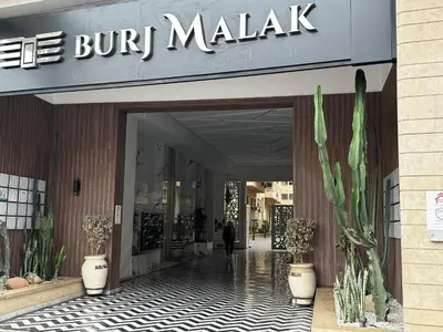 a building with a cactus in front of a store at Super duplex in the middle of Marrakech in Marrakech