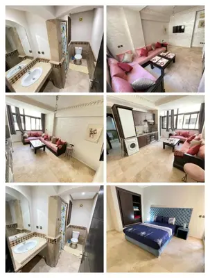 a collage of four pictures of a room at Studio à guiliz in Marrakech