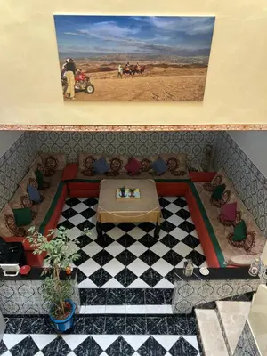 a model of a living room with a checkered floor at Riad 49 G26 in Marrakech