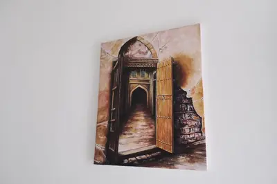 an image of a painting of an open door at Elegant Marrakech Villa with Optional Heated Pool for Ultimate Relaxation in Touggana