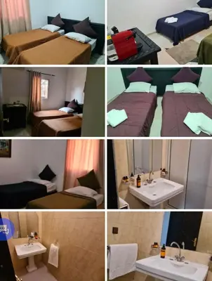a collage of four pictures of a hotel room at Hotel Appart HB in Marrakech