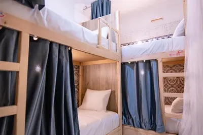 a bunk bed room with two bunk beds at Smile Hostel in Marrakech