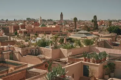 a view of a city with buildings and plants at Maktoob Marjane in Marrakech