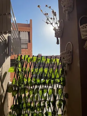 a balcony with a bunch of green plants at Home Star Luxury Apartment Marrakech in Marrakech