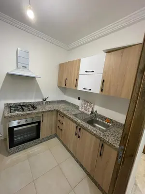 a kitchen with a sink and a stove top oven at Appartement 2 chombr salon a marrakech in Marrakech