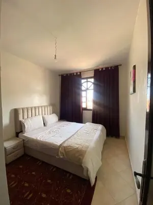 a bedroom with a large bed and a window at appartement Alaoui in Marrakech