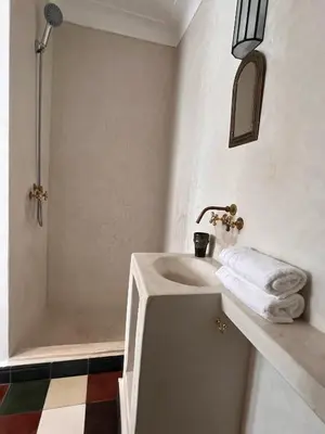 a bathroom with a sink and a shower at Dar Nook in Marrakech