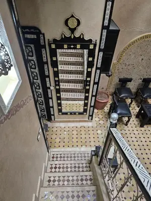 an overhead view of a staircase in a building at Bienvenus dans un beau nouveau Riad Tout Entier pour vous in Marrakech