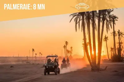 a group of people riding a four wheeler in the desert at Piscine- Résidence haut de Gamme in Marrakech