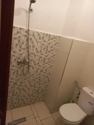 a bathroom with a toilet and a shower at Appartement au centre de marrakech in Marrakech