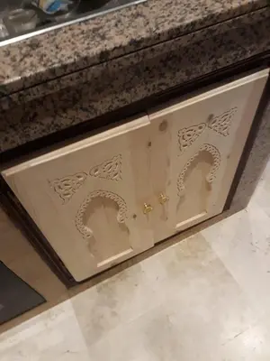 a drawer in a counter with a design on it at Palace-Apartment-Marrakech in Marrakech