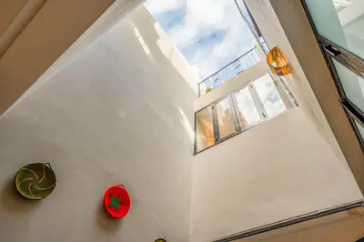 a view from the top of a room with a window at Dar mehdi in Marrakech