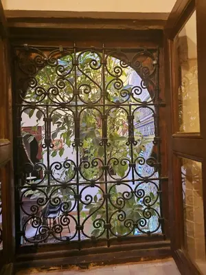a glass door with a plant behind it at Riad Rose Jade Marrakech in Marrakech