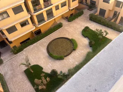 an overhead view of a courtyard in a building at cozy apartment in Marrakesh in Marrakech