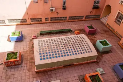 an overhead view of a garden in a courtyard at Modern 3BR Apartment 5 Min from Majorelle Garden in Marrakech