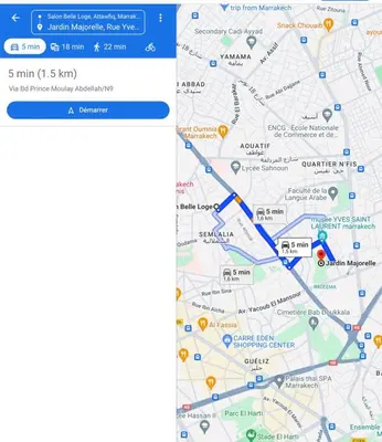 a screenshot of a google maps app with a map at Appartement charmant au cœur de Marrakech in Marrakech