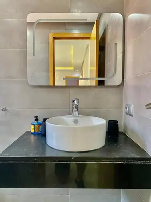 a white sink on a counter in a bathroom at Perfect pied-à-terre 1ch in Gueliz in Marrakech