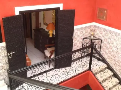 a view of a stairway with a room at Comfortable house with pool in Marrakech