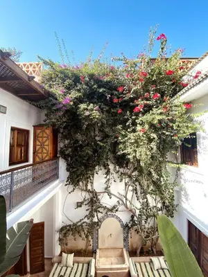 a building with a bunch of flowers on it at Momo House- Riad Momo in Marrakech