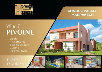 a collage of three pictures of a house at Villa Pivoine avec Jacuzzi, Cuisinière, Piscine in Marrakech