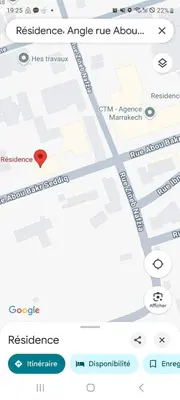 a red heart on a google map at le KABANA 37 face gare CTM Hivernage in Marrakech
