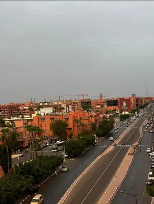 an overhead view of a city street with traffic at LUXURY Apartment Hivernage & Gueliz - Pool, Parking & 24h Security in Marrakech