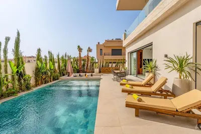 an image of a swimming pool in a villa at Villa Bahia Luxury-Pool Breakfast & Golf Access in Marrakech