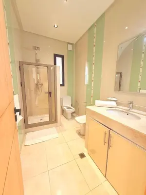 a bathroom with a shower and a toilet and a sink at Villa privée in Marrakech