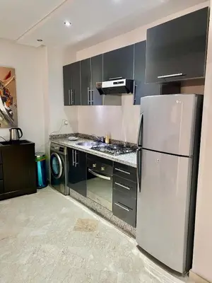 a kitchen with a stainless steel refrigerator and a dishwasher at Very comfortable apartment in a perfect location in Marrakech