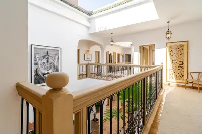a staircase in a home with a skylight at Riad Dar Tonka in Marrakech