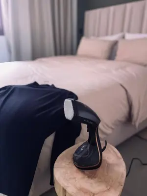 a microphone on a table next to a bed at Bright Place and High Quality Mattress in Marrakech