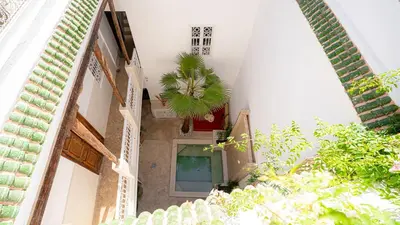 an overhead view of a building with a plant at Riad Dar Zioui in Marrakech