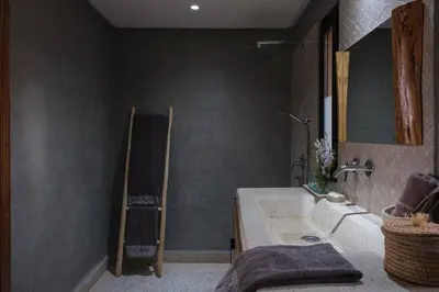 a bathroom with a sink and a mirror at Riad Beldi Chic Golf Al Maaden in Marrakech