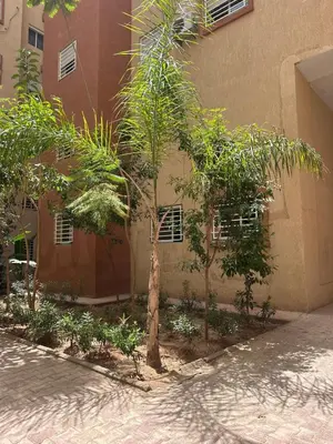 a group of trees in front of a building at Appartement 2 chambre cosy in Marrakech