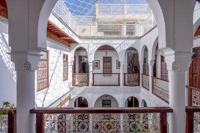 a view of the courtyard of the mosque at Riad du Rabbin in Marrakech