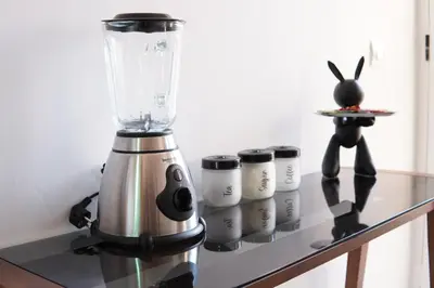 a blender sitting on top of a counter at New cozy 2 bedroom apartment with 3 ACs close to airport and center in Marrakech
