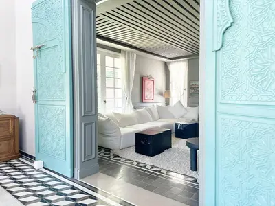 a living room with a couch and a table at Yasira in Marrakech