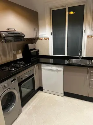a kitchen with a washing machine and a sink at Apartement Mabrouka in Marrakech