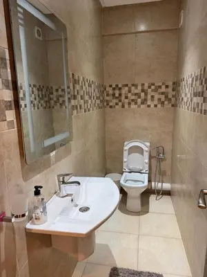 a bathroom with a sink and a toilet at شقة رائعة في جليز خاصة بالعائلات in Marrakech