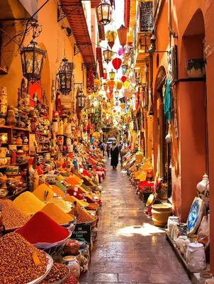 a market with lots of different types of food at Riad Loriental And Spa in Marrakech