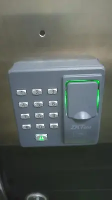 a close up of a safe with a green light at Nnyhh in Marrakech
