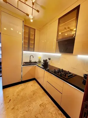 a kitchen with a sink and a stove at Bohemian Chic Apartment in Guéliz - Pool View in Marrakech