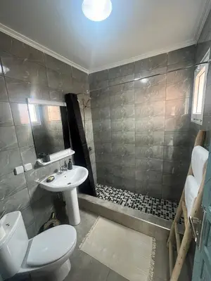 a bathroom with a toilet and a sink and a shower at RIAD Al QARYA 4 chambres in Marrakech