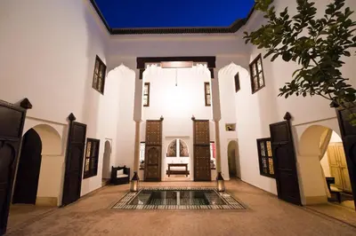 a view of the lobby of a house at Riad Porte Royale in Marrakech