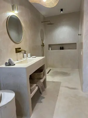 a bathroom with a sink and a mirror at Dar Mayleya in Marrakech