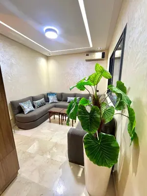 a living room with a couch and a plant at Dar alya in Marrakech