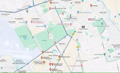 a map of a city with red dots at appartement-prestigia-saphir-marrakech in Marrakech