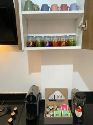 a box of food sitting on a kitchen counter at Refined stay with 4 pools in Marrakech in Marrakech