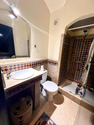 a bathroom with a toilet and a sink and a shower at apartement centre gueliz in Marrakech